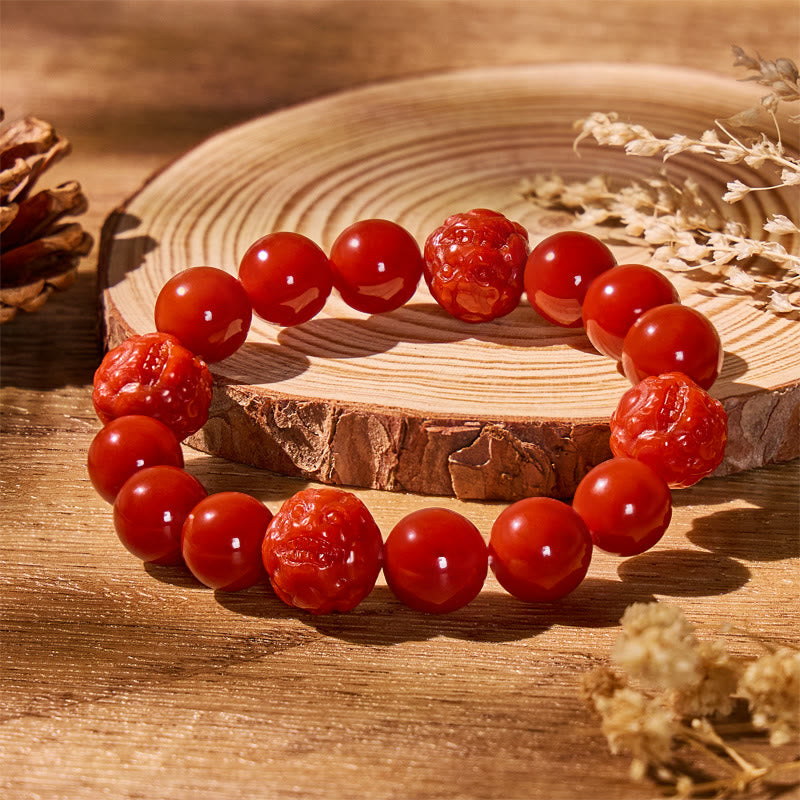 FuAttract Wealth & Protection – South Red Agate Pixiu Bracelet - 12mm - image 0