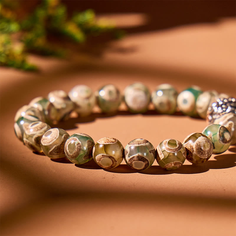 FuAttract Wealth & Protection Three-Eyed Dzi Agate Bracelet with Pixiu - image 4