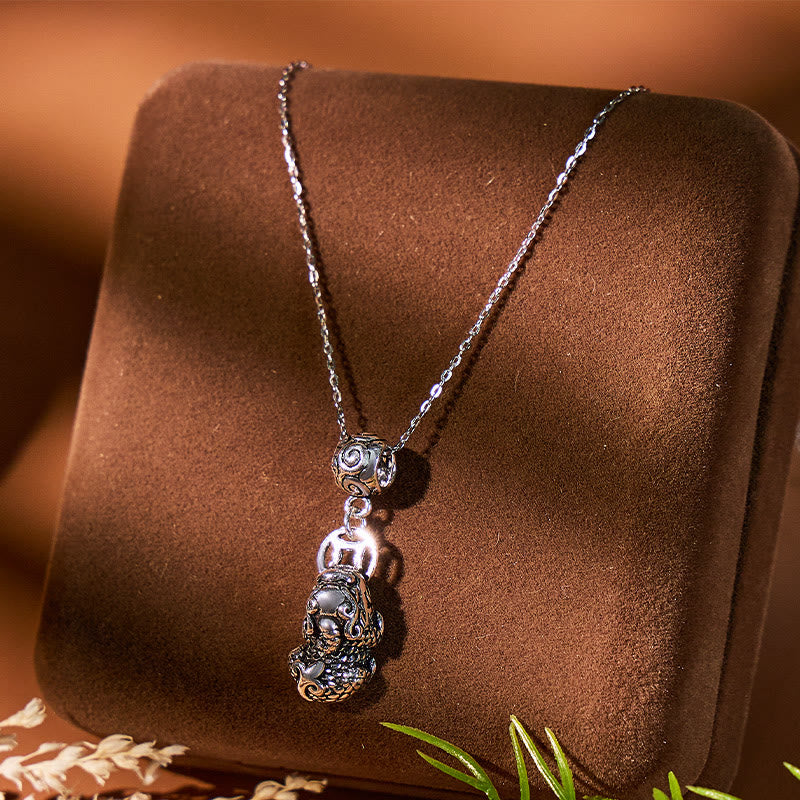 FuAttract Luck Flow Harmony — Sterling Silver Pixiu with Wealth Coin Necklace - Large Pixiu - image 8