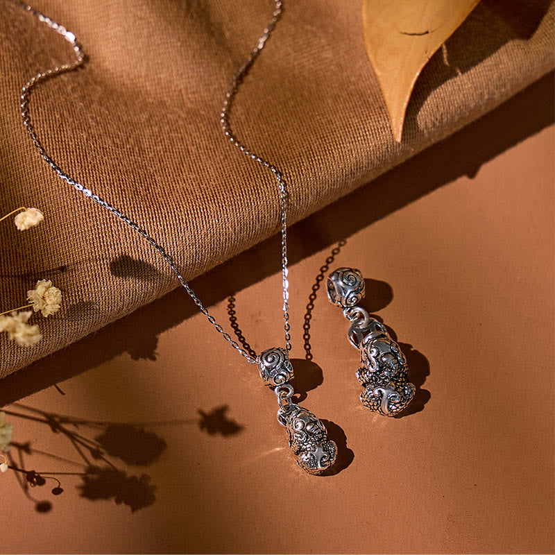 FuAttract Luck Flow Harmony — Sterling Silver Pixiu with Wealth Coin Necklace - image 1