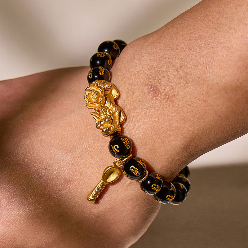 FuAttract Abundance & Protection Shielding Bracelet – Black Onyx  Om Mani Padme Hum 999 Sterling Silver Lotus Pixiu - image 4