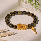 FuAttract Abundance & Protection Shielding Bracelet – Black Onyx  Om Mani Padme Hum 999 Sterling Silver Lotus Pixiu - 9.1in/23cm - image 0