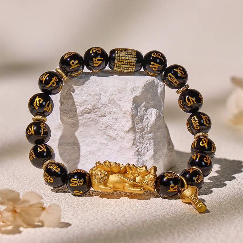 FuAttract Abundance & Protection Shielding Bracelet – Black Onyx Om Mani Padme Hum 999 Sterling Silver Lotus Pixiu - image 1