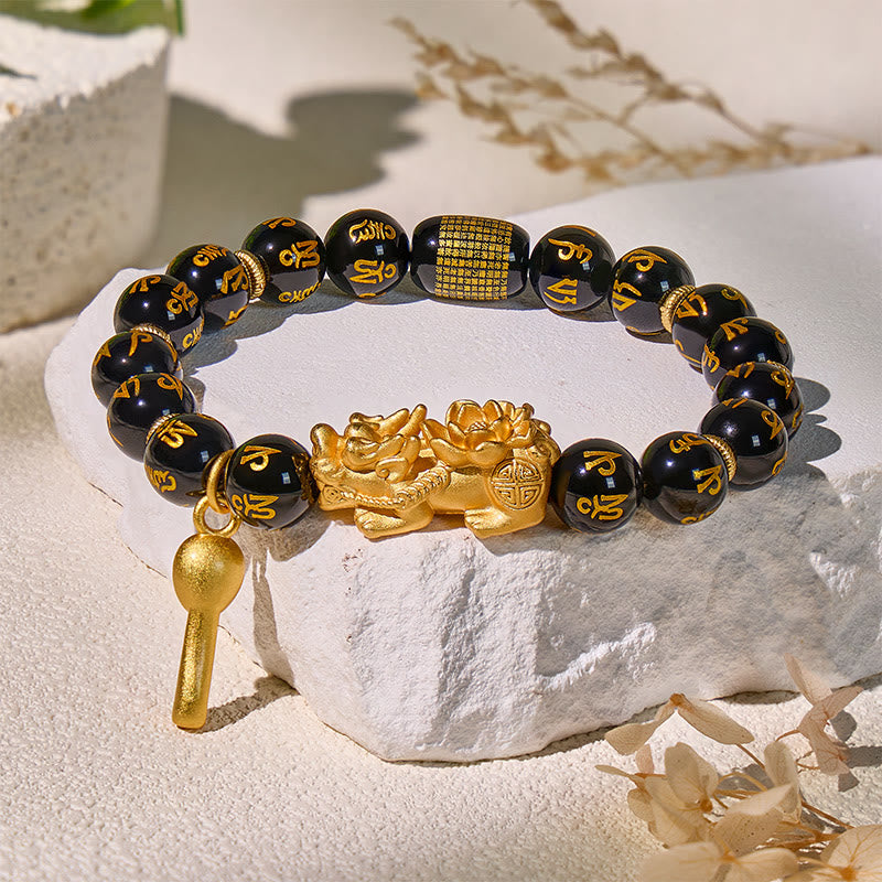 FuAttract Abundance & Protection Shielding Bracelet – Black Onyx  Om Mani Padme Hum 999 Sterling Silver Lotus Pixiu - image 3