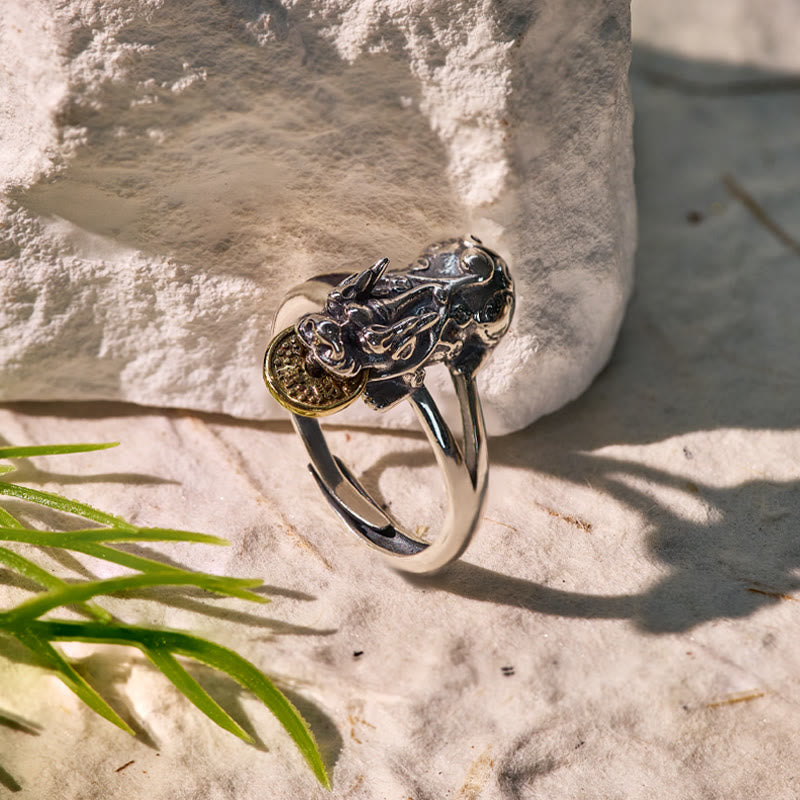 FuAttract Guardian Loop – Adjustable Sterling Silver Pixiu Ring - image 3