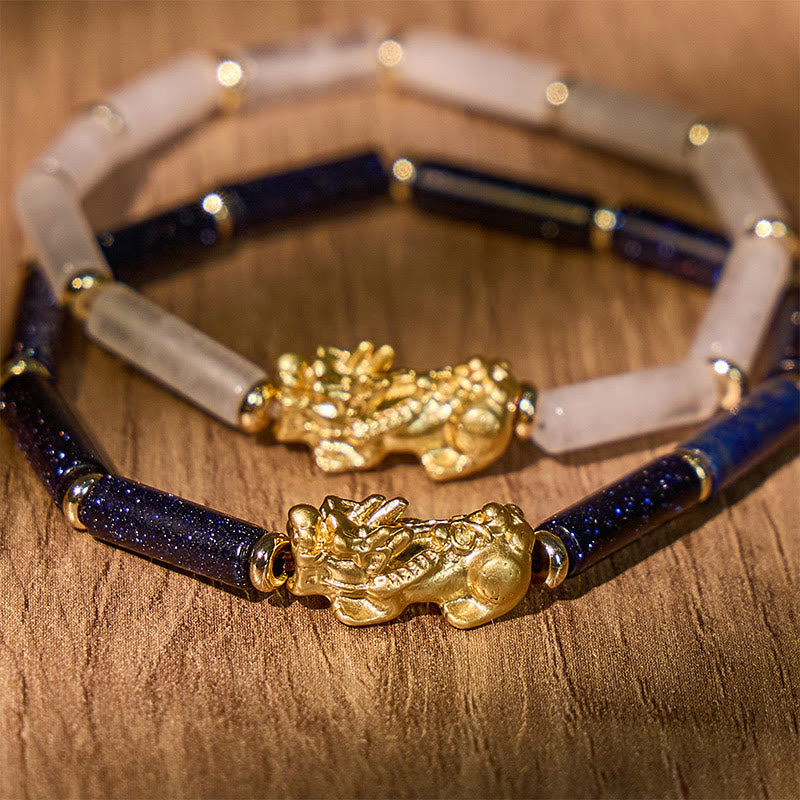 FuAttract Prosperity Flow Charm - Pixiu Bracelet with Hetian White Jade or Lapis Lazuli - image 2