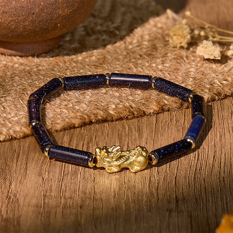 FuAttract Prosperity Flow Charm - Pixiu Bracelet with Hetian White Jade or Lapis Lazuli - Lapis Lazuli - image 0
