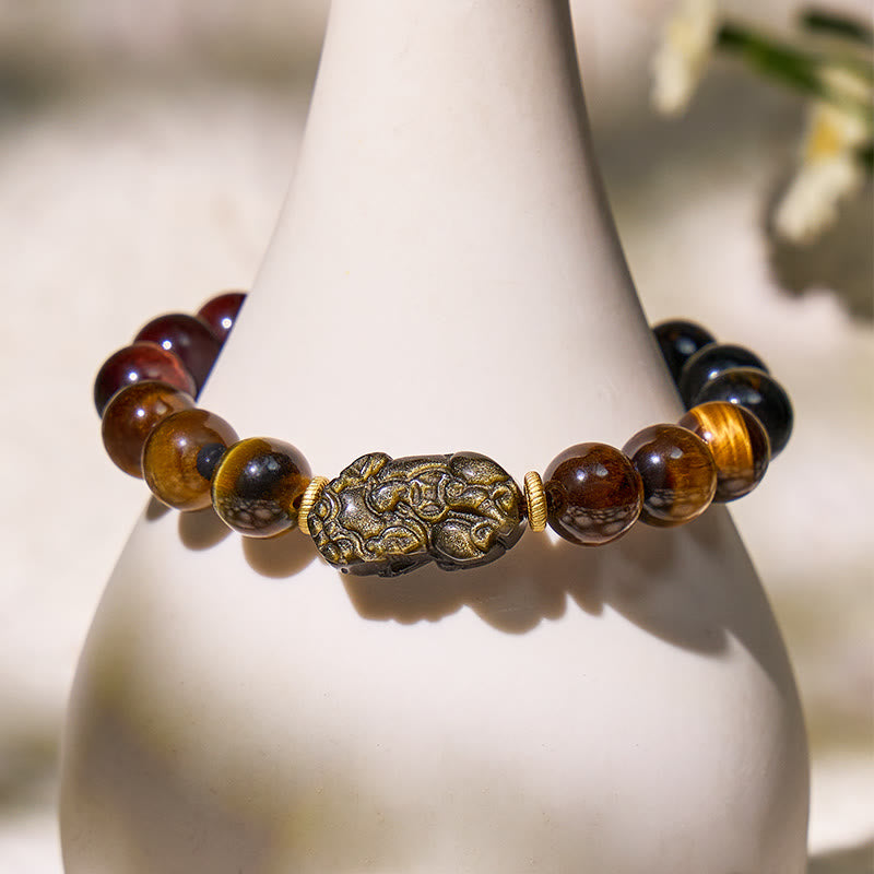 FuAttract Triforce Guardian- Tri-Color Tiger's Eye Power Pixiu Bracelet - image 14