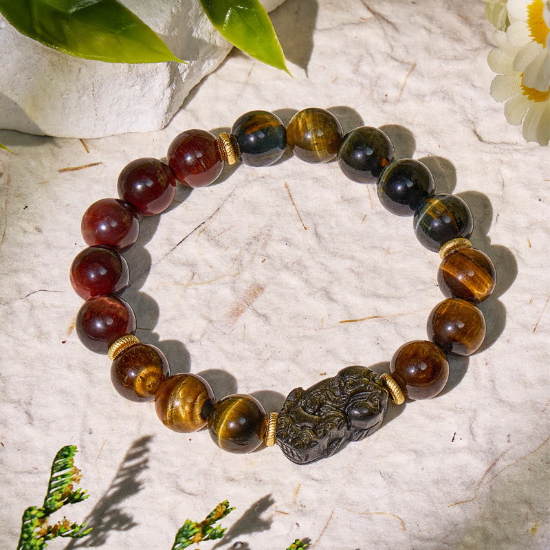 FuAttract Triforce Guardian- Tri-Color Tiger's Eye Power Pixiu Bracelet - image 13