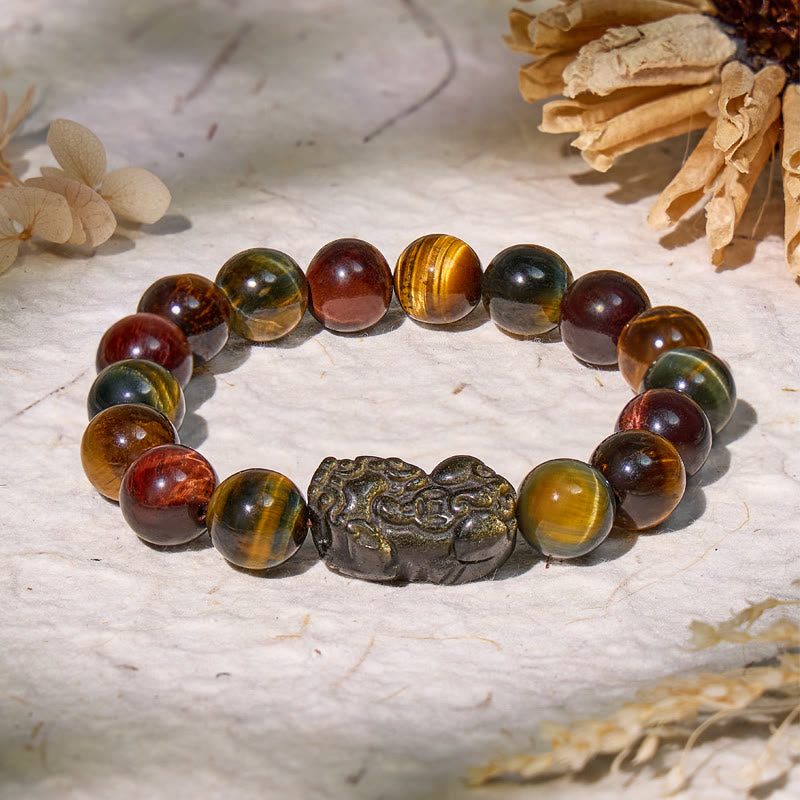 FuAttract Triforce Guardian- Tri-Color Tiger's Eye Power Pixiu Bracelet - image 1