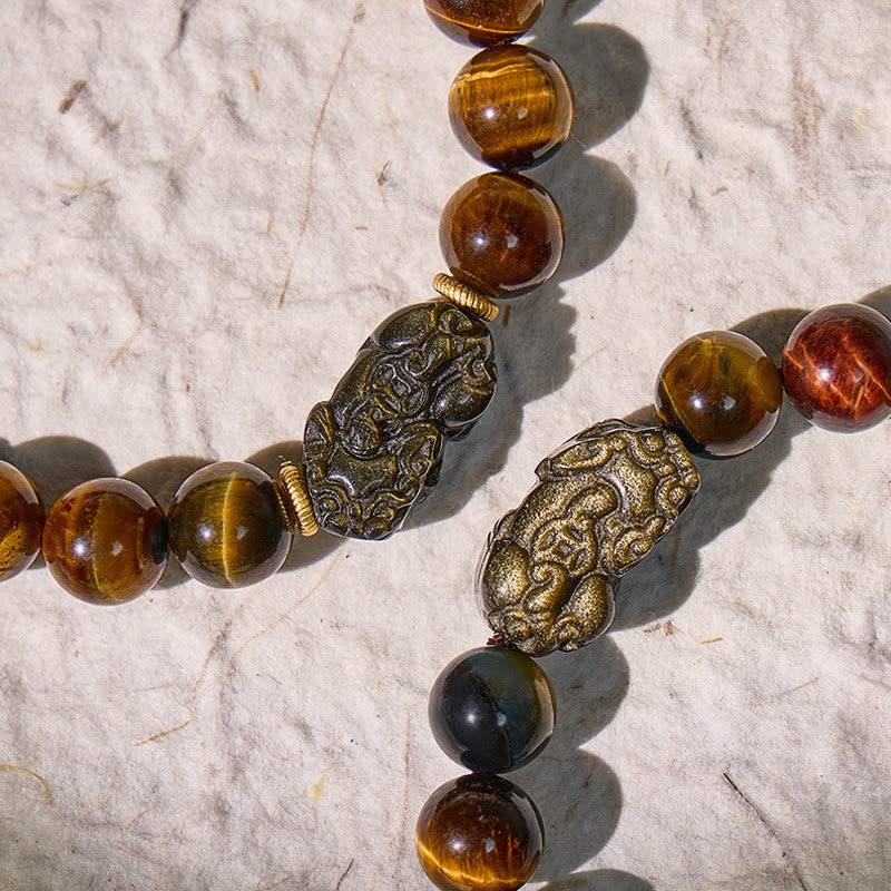 FuAttract Triforce Guardian- Tri-Color Tiger's Eye Power Pixiu Bracelet - image 5