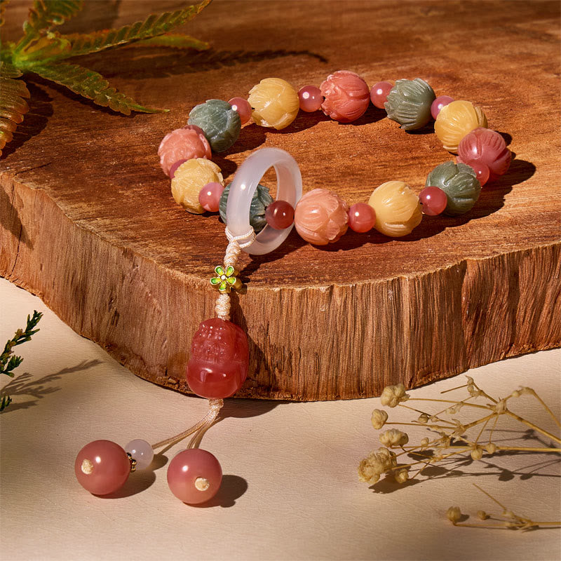 FuAttract Prosperity Harmony - Bodhi Lotus Beads with Yan Yuan Agate Pixiu Bracelet - image 2