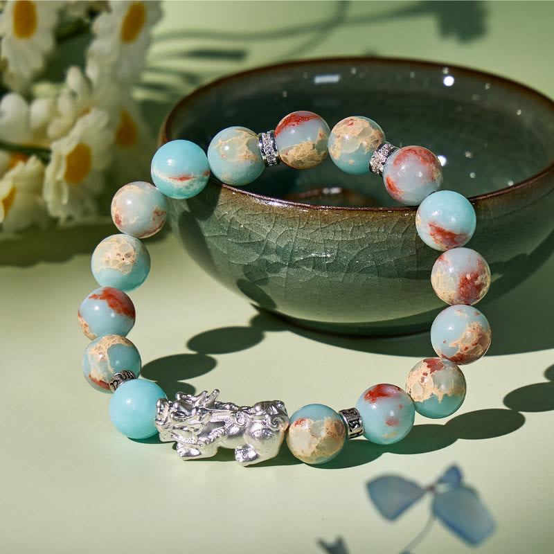 FuAttract Sacred Blessings – Shoushan Stone Six-Syllable Mantra Pixiu Bracelet - Pixiu+Om Mani Mantra - image 0