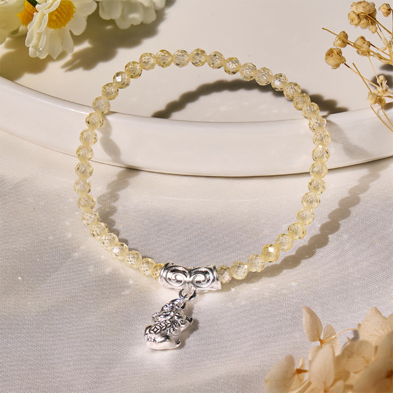 FuAttract Dazzling Fortune – Faceted Zircon Pixiu Tennis Bracelet - White - image 0