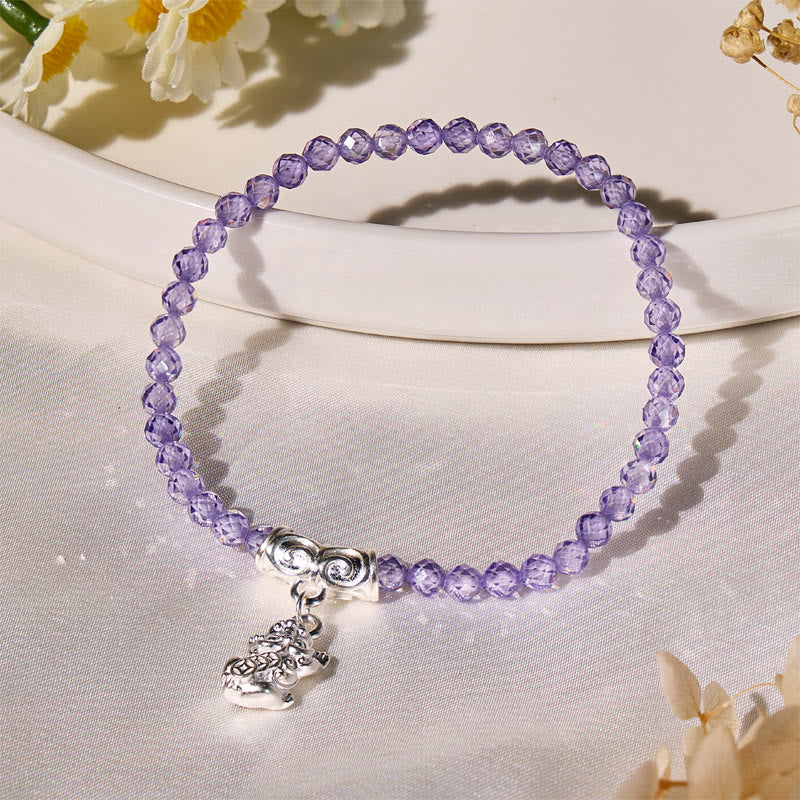 FuAttract Dazzling Fortune – Faceted Zircon Pixiu Tennis Bracelet - Purple - image 8
