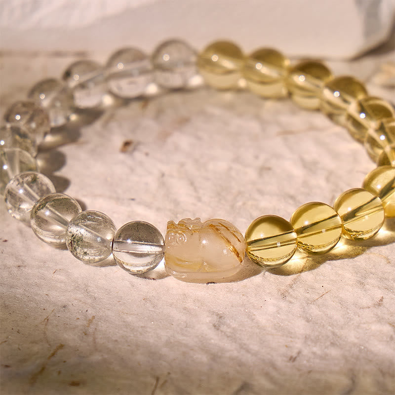 FuAttract Wealth & Abundance Citrine Green Phantom Rutilated Quartz Pixiu Bracelet - image 6