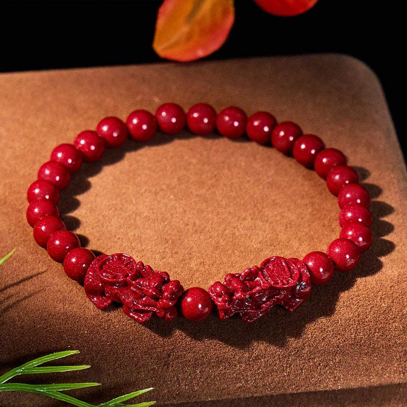 FuAttract Cinnabar Stone & Pixiu for Protection & Safety Bracelet - 6mm - image 0