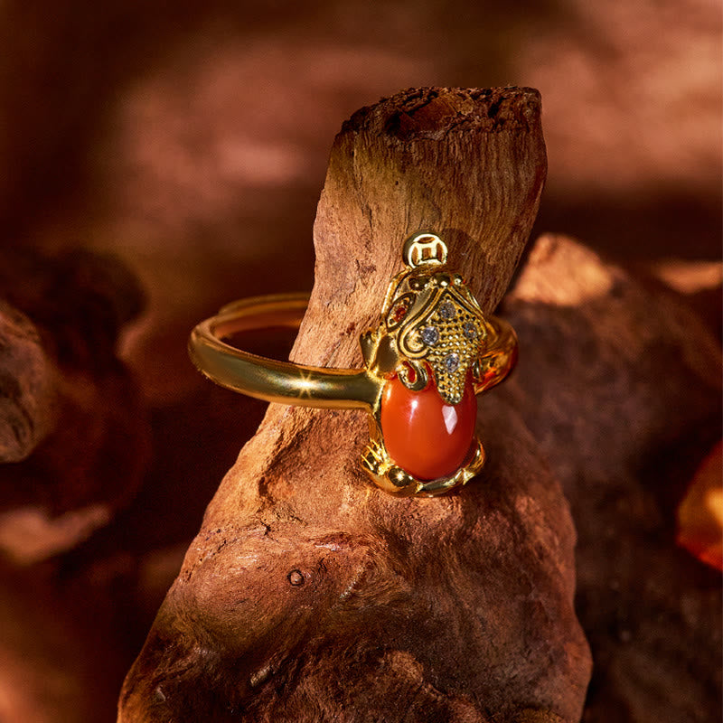 FuAttract Abundance & Love Pixiu Ring with South Red Agate & Sterling Silver - image 4