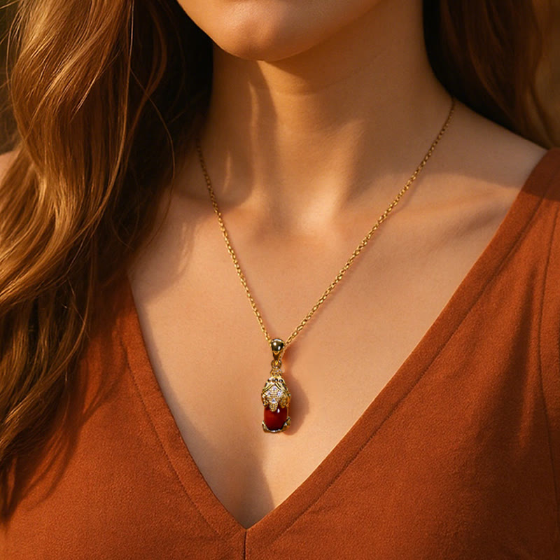 FuAttract Protection & Love South Red Agate 925 Silver Necklace with Pixiu - image 5