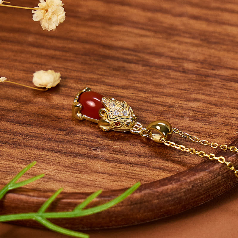 FuAttract Protection & Love South Red Agate 925 Silver Necklace with Pixiu - image 3