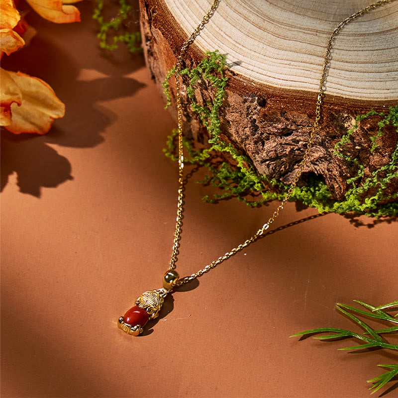 FuAttract Protection & Love South Red Agate 925 Silver Necklace with Pixiu - image 2