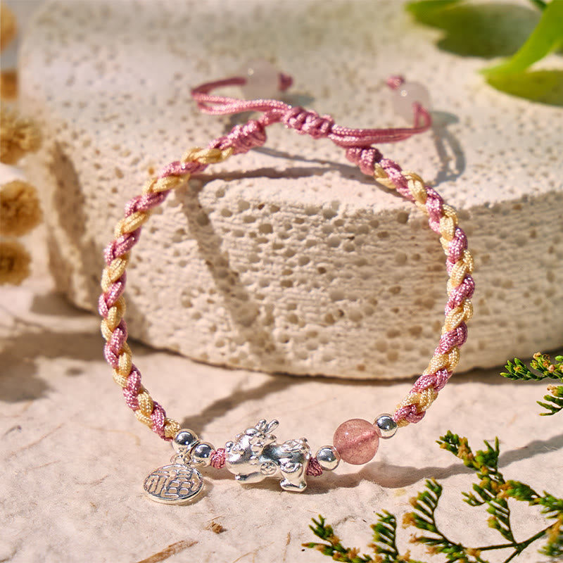 FuAttract Healing & Fortune Woven Rope Bracelet - Silver Pixiu with Stones - image 11