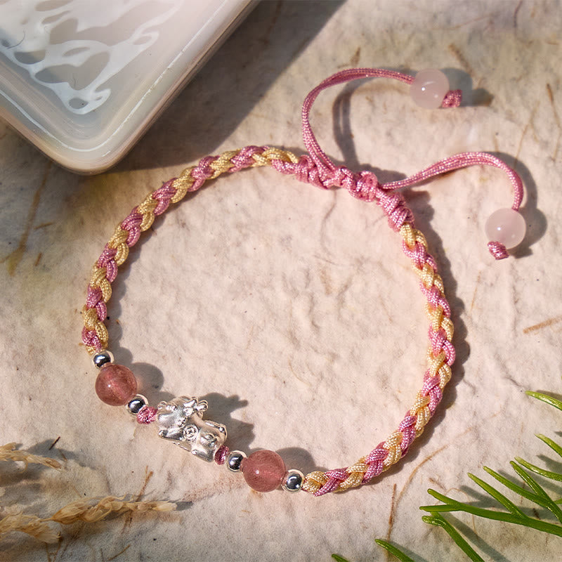 FuAttract Healing & Fortune Woven Rope Bracelet - Silver Pixiu with Stones - image 1