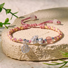 FuAttract Healing & Fortune Woven Rope Bracelet - Silver Pixiu with Stones - Pink-Strawberry Quartz with FU charm - image 10
