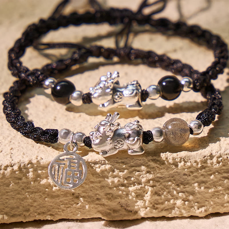 FuAttract Healing & Fortune Woven Rope Bracelet - Silver Pixiu with Stones - image 21