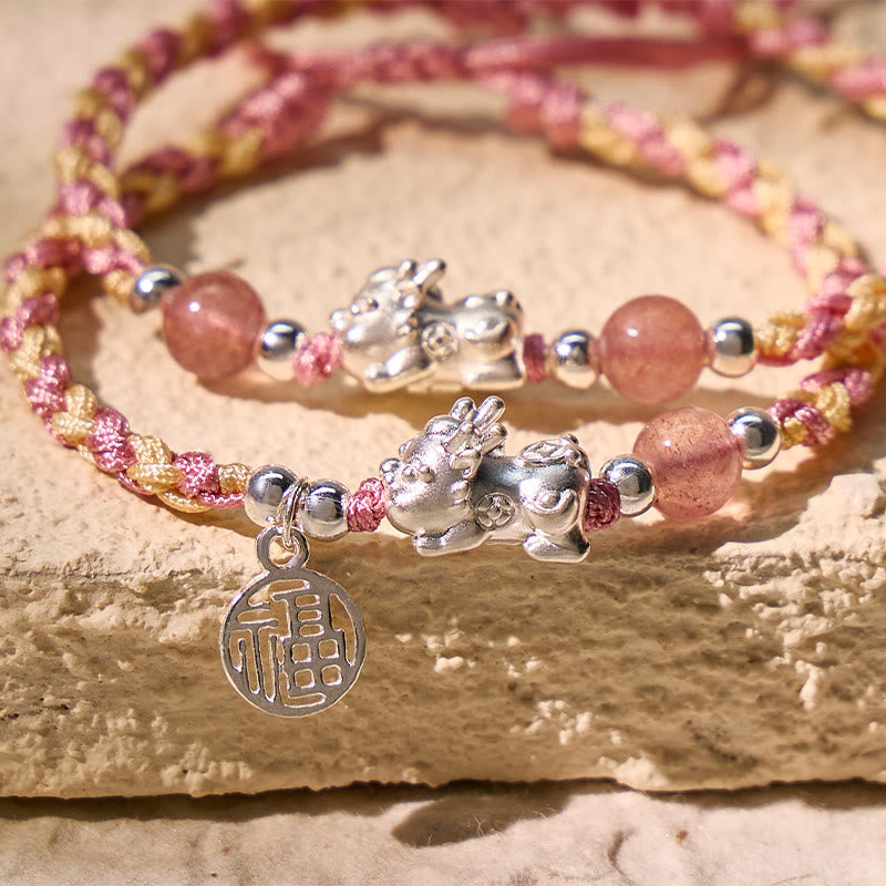 FuAttract Healing & Fortune Woven Rope Bracelet - Silver Pixiu with Stones - image 9