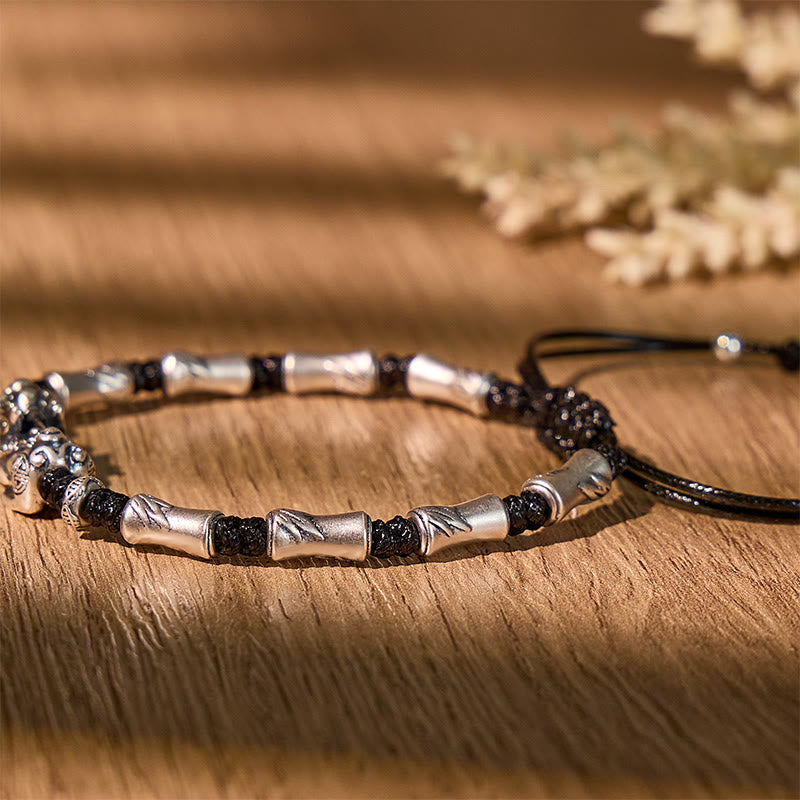 Fuattract Lucky Flow – 999 Silver Bamboo-Style Pixiu Bracelet - image 3