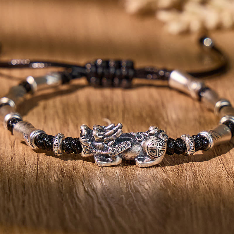 Fuattract Lucky Flow – 999 Silver Bamboo-Style Pixiu Bracelet - image 2