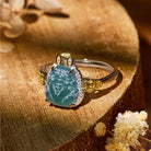 FuAttract Fortune Charm – S925 Gold-Plated Blue Jadeite Pixiu Coin Ring - image 3
