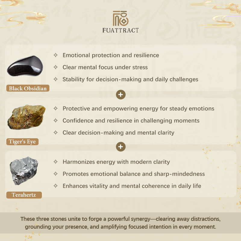 FuAttract Triple Guardian Bracelet – Pixiu + Tiger Eye, Terahertz & Black Obsidian - image 7