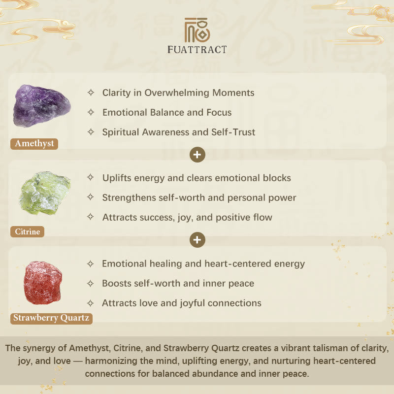 FuAttract Love, Luck & Fortune – Amethyst Strawberry Quartz Citrine Pixiu Bracelet - image 7