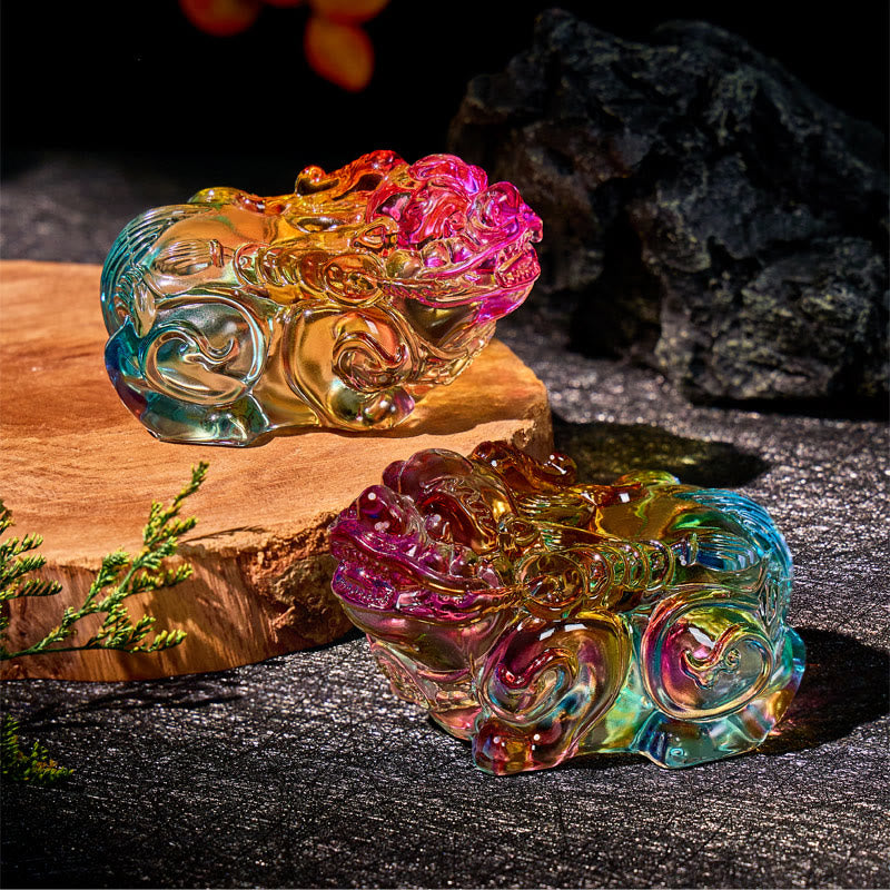 FuAttract Wealth Harmony Decoration – Multicolor Glaze Pixiu Pair for Home and Office - Pixiu Decor - image 0