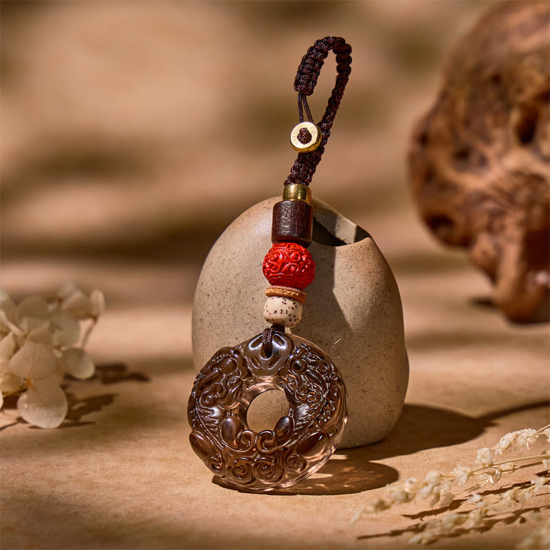 FuAttract Good Luck Charms - Black Obsidian Pixiu Feng Shui Car Keychain - image 3