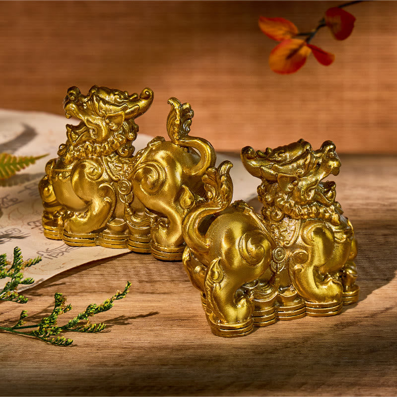 FuAttract Wealth Guardian – Brass Pixiu Pair with Coin Stomping Design for Home and Office - image 5