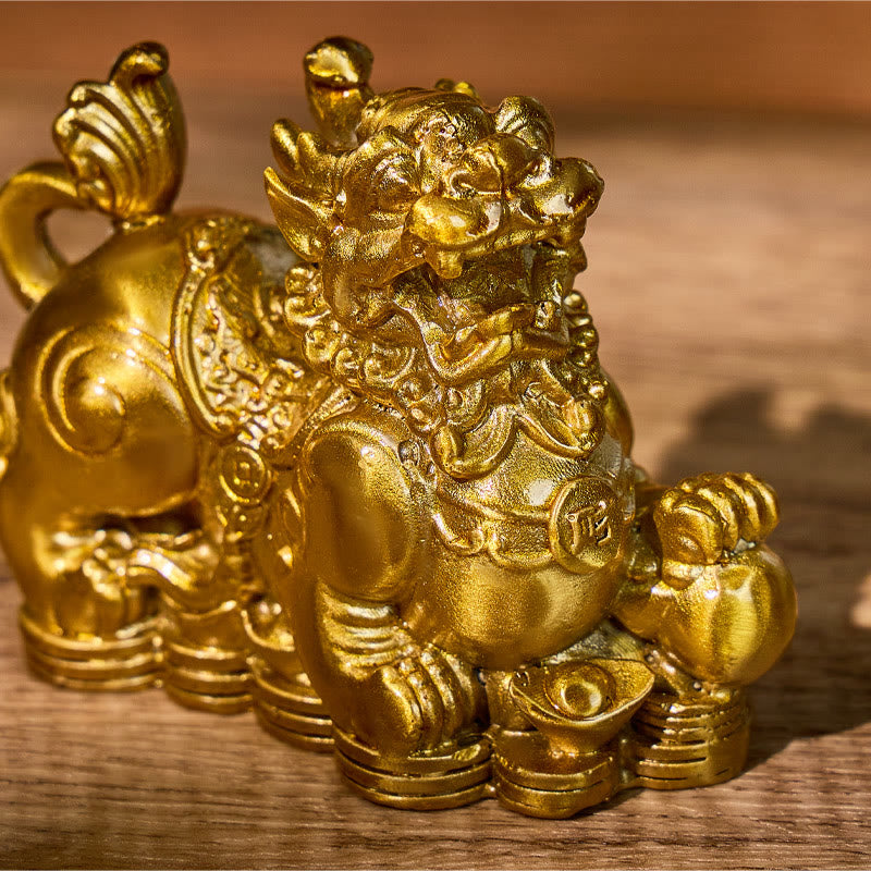 FuAttract Wealth Guardian – Brass Pixiu Pair with Coin Stomping Design for Home and Office - image 2