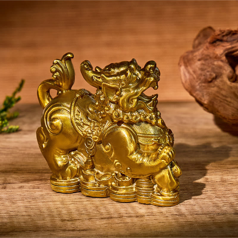 FuAttract Wealth Guardian – Brass Pixiu Pair with Coin Stomping Design for Home and Office - Female Pixiu - image 8