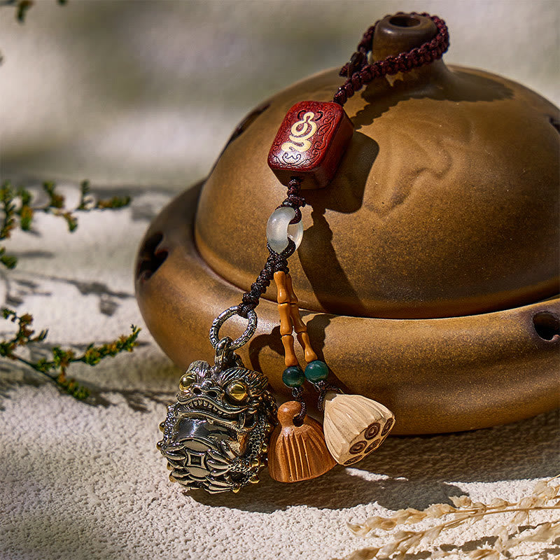 FuAttract Guardian Blessings – White Copper Pixiu Keychain with Ping An Buckle - image 2