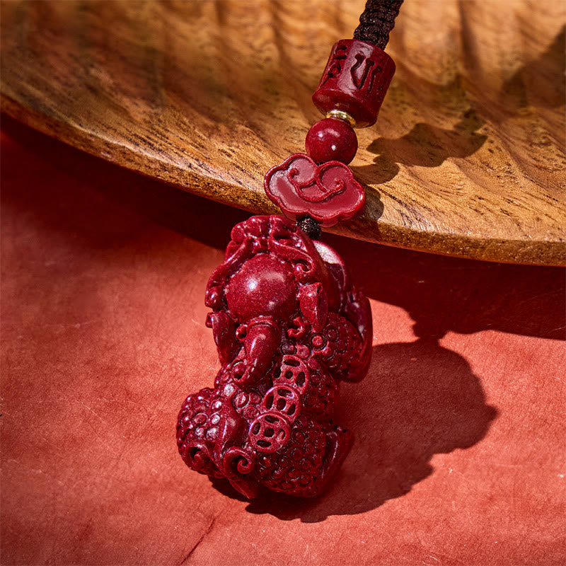 FuAttract Fortune Guardian Keychain – Three-Coin Pixiu with Cloud Barrel Wood Bead - image 4