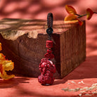 FuAttract Fortune Guardian Keychain – Three-Coin Pixiu with Cloud Barrel Wood Bead - Cinnabar - image 0