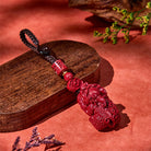 FuAttract Fortune Guardian Keychain – Three-Coin Pixiu with Cloud Barrel Wood Bead - image 3