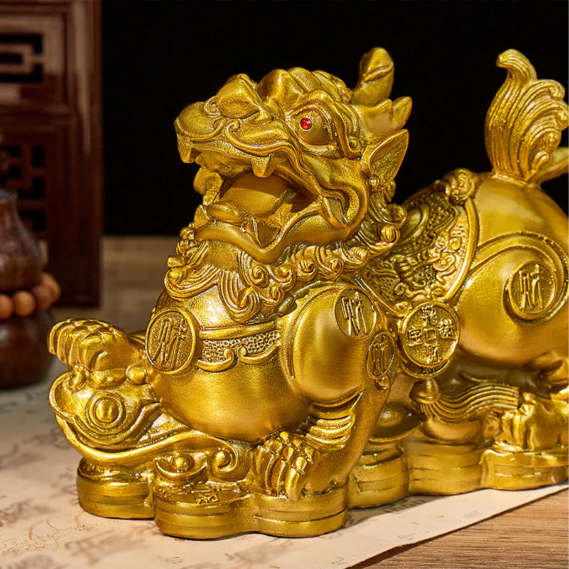 FuAttract Wealth Guardian – Brass Pixiu Figurine with Ruyi Base - image 4