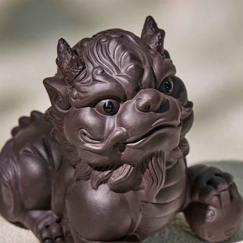 FuAttract Protection & Fortune Tea Pet — Purple Clay Pixiu Feng Shui Decor - image 8