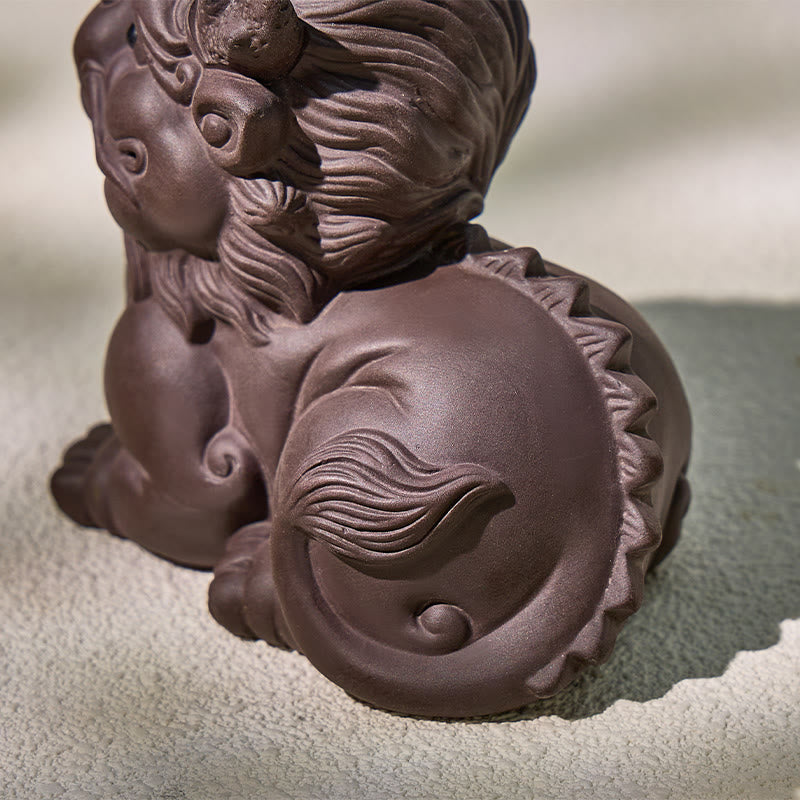 FuAttract Protection & Fortune Tea Pet — Purple Clay Pixiu Feng Shui Decor - image 4