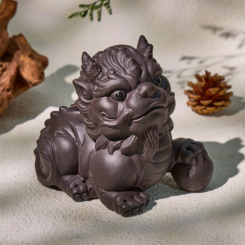 FuAttract Protection & Fortune Tea Pet — Purple Clay Pixiu Feng Shui Decor - Hydrangea - image 5
