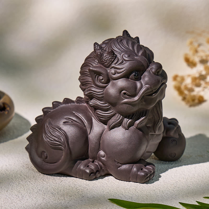 FuAttract Protection & Fortune Tea Pet — Purple Clay Pixiu Feng Shui Decor - image 6