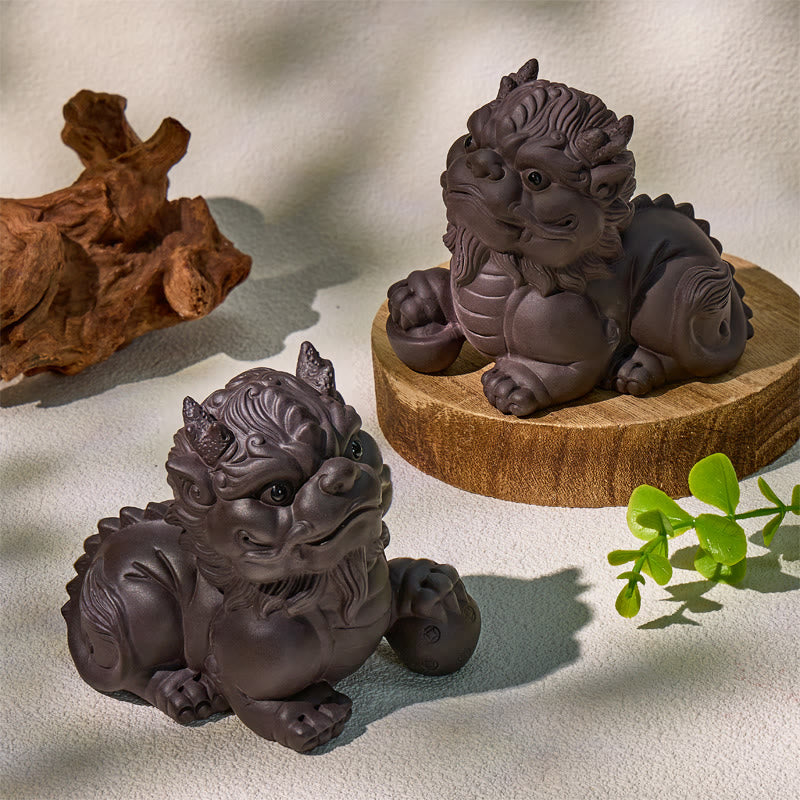 FuAttract Protection & Fortune Tea Pet — Purple Clay Pixiu Feng Shui Decor - image 9